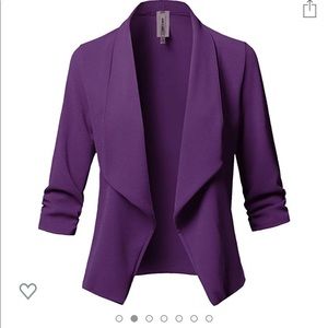 Women's Gathered Sleeve Open Blazer Jacket